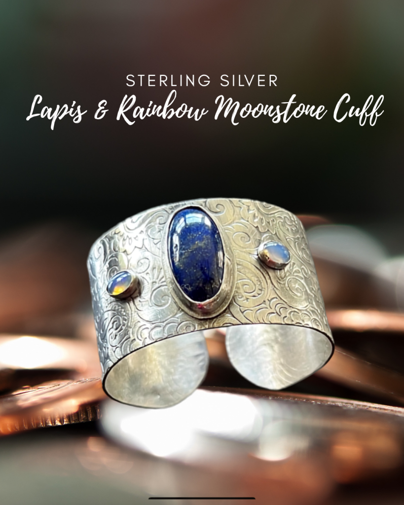 Lapis & Rainbow Moonstone Cuff Instagram